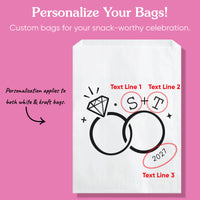 Custom Text Paper Treat Bags - Wedding Rings