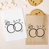 Custom Text Paper Treat Bags - Wedding Rings