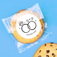 Custom Text Stickers & Clear Cookie Bags -  Wedding Rings