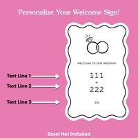Personalized Text Wedding Rings Welcome Sign (Select Your Size)