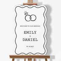 Personalized Text Wedding Rings Welcome Sign (Select Your Size)