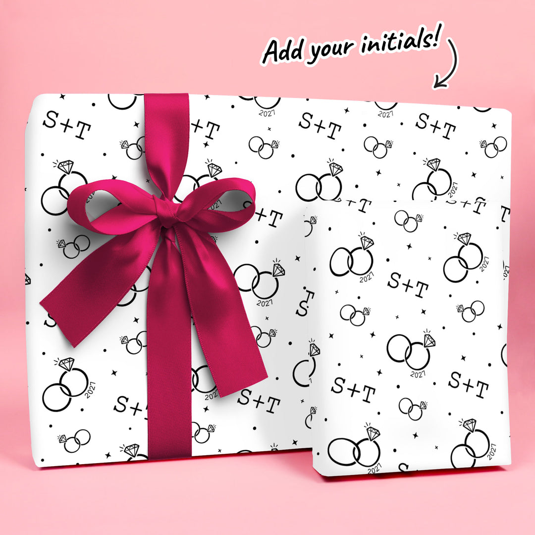 Custom Text Wrapping Paper - Wedding Rings
