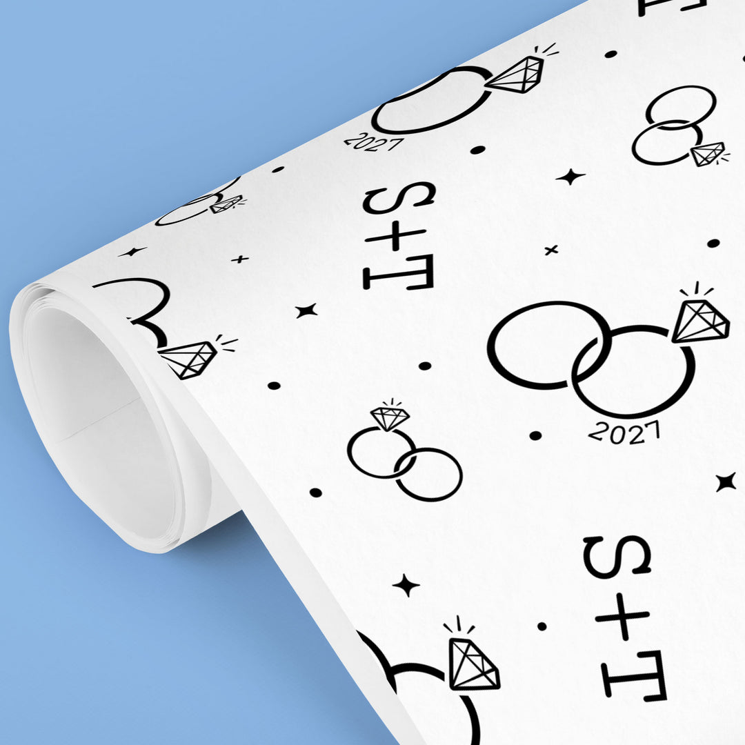 Custom Text Wrapping Paper - Wedding Rings