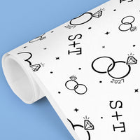 Custom Text Wrapping Paper - Wedding Rings