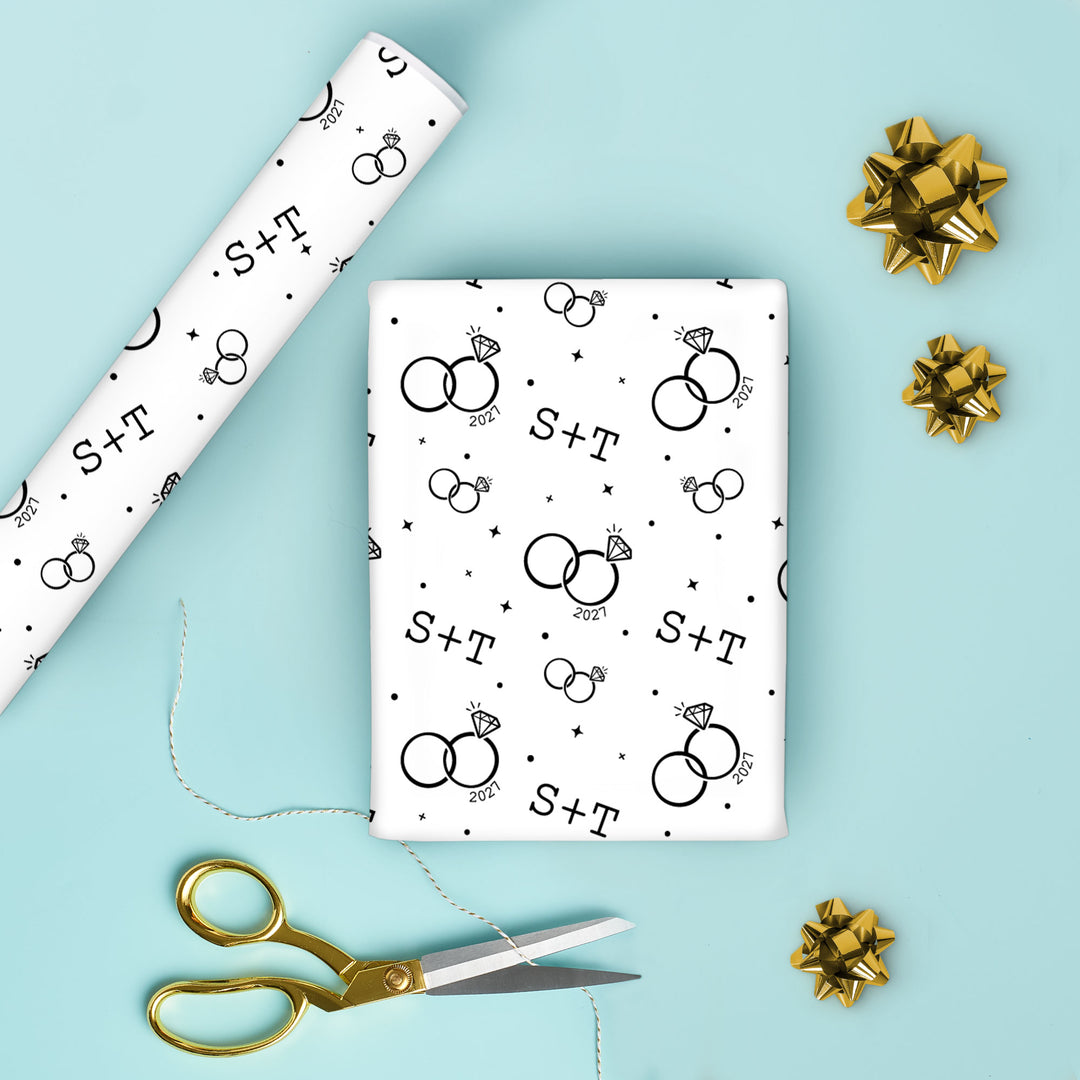 Custom Text Wrapping Paper - Wedding Rings