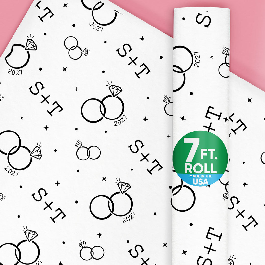 Custom Text Wrapping Paper - Wedding Rings