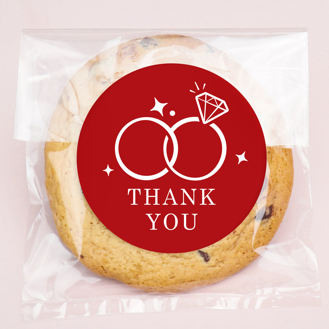 Wedding Thank You Stickers & Clear Cookie Bags - 25 Ct
