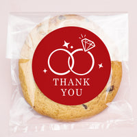 Wedding Thank You Stickers & Clear Cookie Bags - 25 Ct