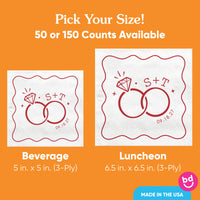 Custom Text - Cherry Red Wedding Rings Napkins