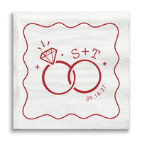 Custom Text - Cherry Red Wedding Rings Napkins