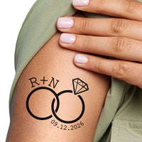Custom Text Wedding Rings Temporary Tattoos - 12 Ct