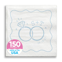 Custom Text - Dusty Blue Wedding Rings Napkins