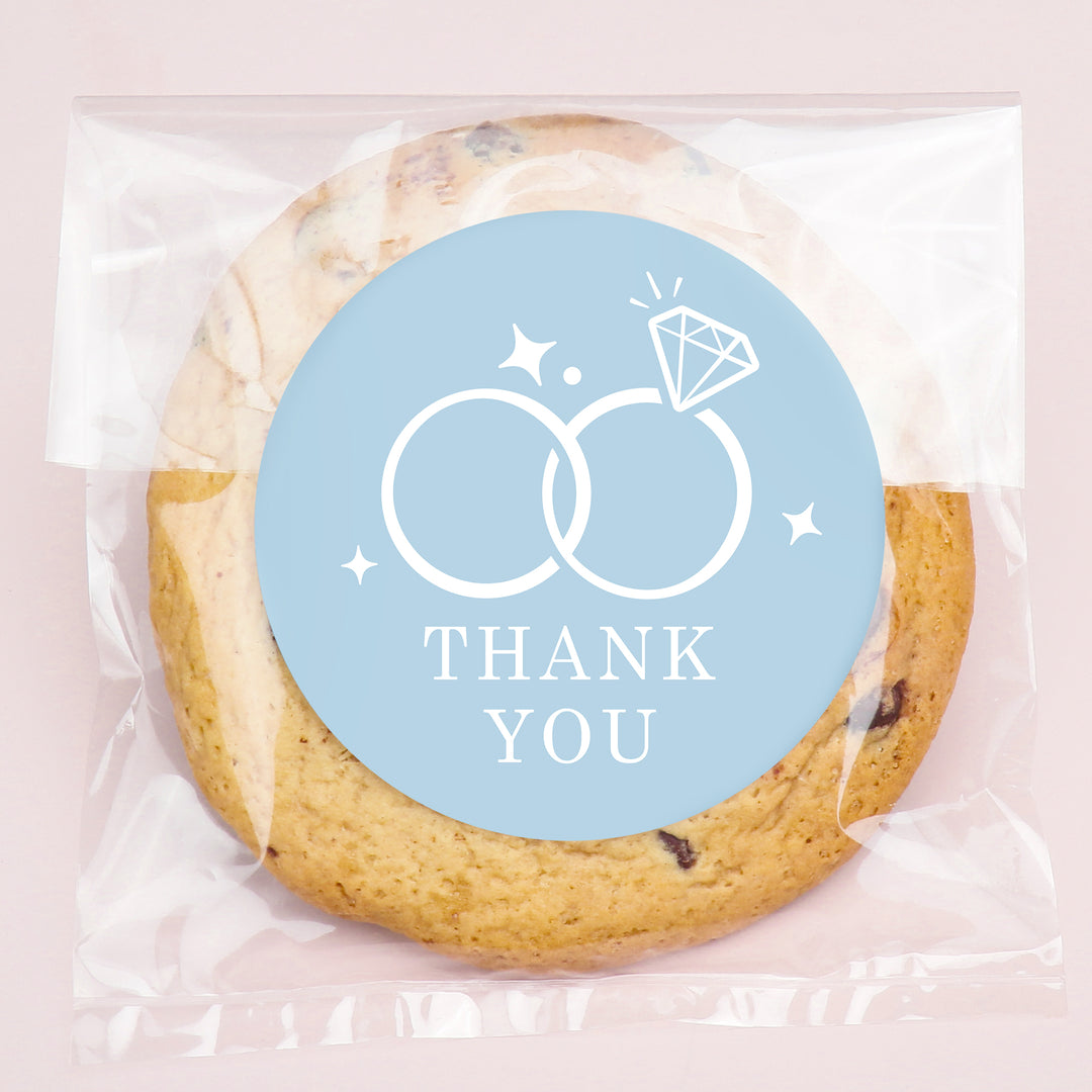 Wedding Thank You Stickers & Clear Cookie Bags - 25 Ct