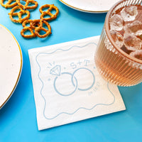Custom Text - Dusty Blue Wedding Rings Napkins