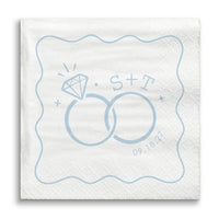 Custom Text - Dusty Blue Wedding Rings Napkins