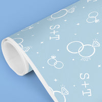Custom Text Wrapping Paper - Dusty Blue Wedding Rings