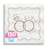 Custom Text - Mocha Brown Wedding Rings Napkins