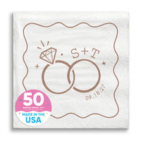 Custom Text - Mocha Brown Wedding Rings Napkins