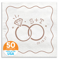 Custom Text - Mocha Brown Wedding Rings Napkins