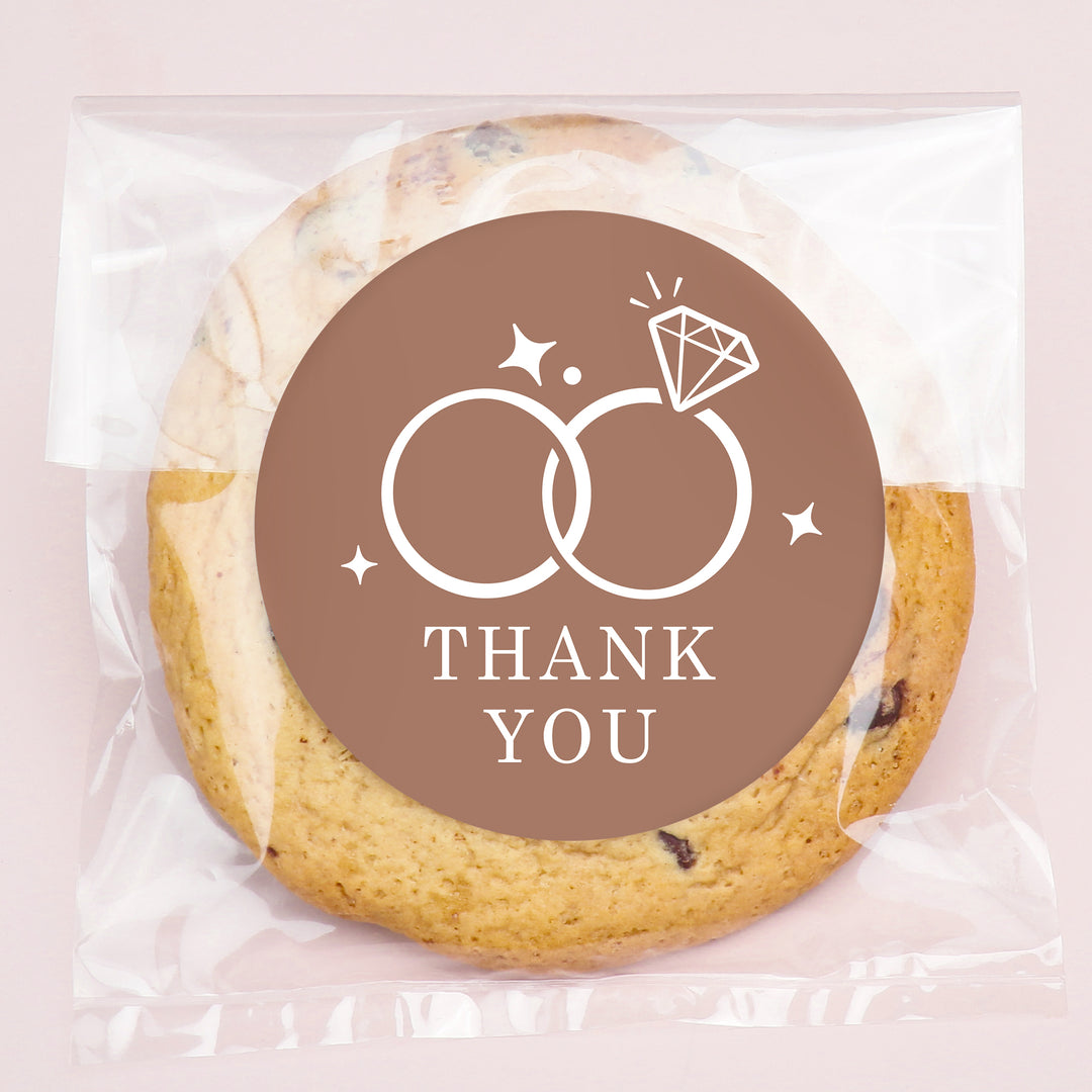 Wedding Thank You Stickers & Clear Cookie Bags - 25 Ct