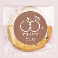 Wedding Thank You Stickers & Clear Cookie Bags - 25 Ct