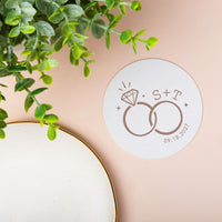 Custom Text Coasters - Wedding Rings
