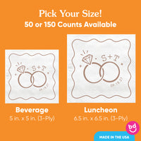 Custom Text - Mocha Brown Wedding Rings Napkins