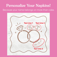 Custom Text - Mocha Brown Wedding Rings Napkins