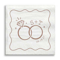 Custom Text - Mocha Brown Wedding Rings Napkins