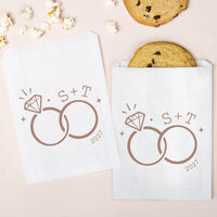 Custom Text Paper Treat Bags - Wedding Rings
