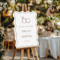 Personalized Text Mocha Brown Wedding Rings Welcome Sign (Select Your Size)