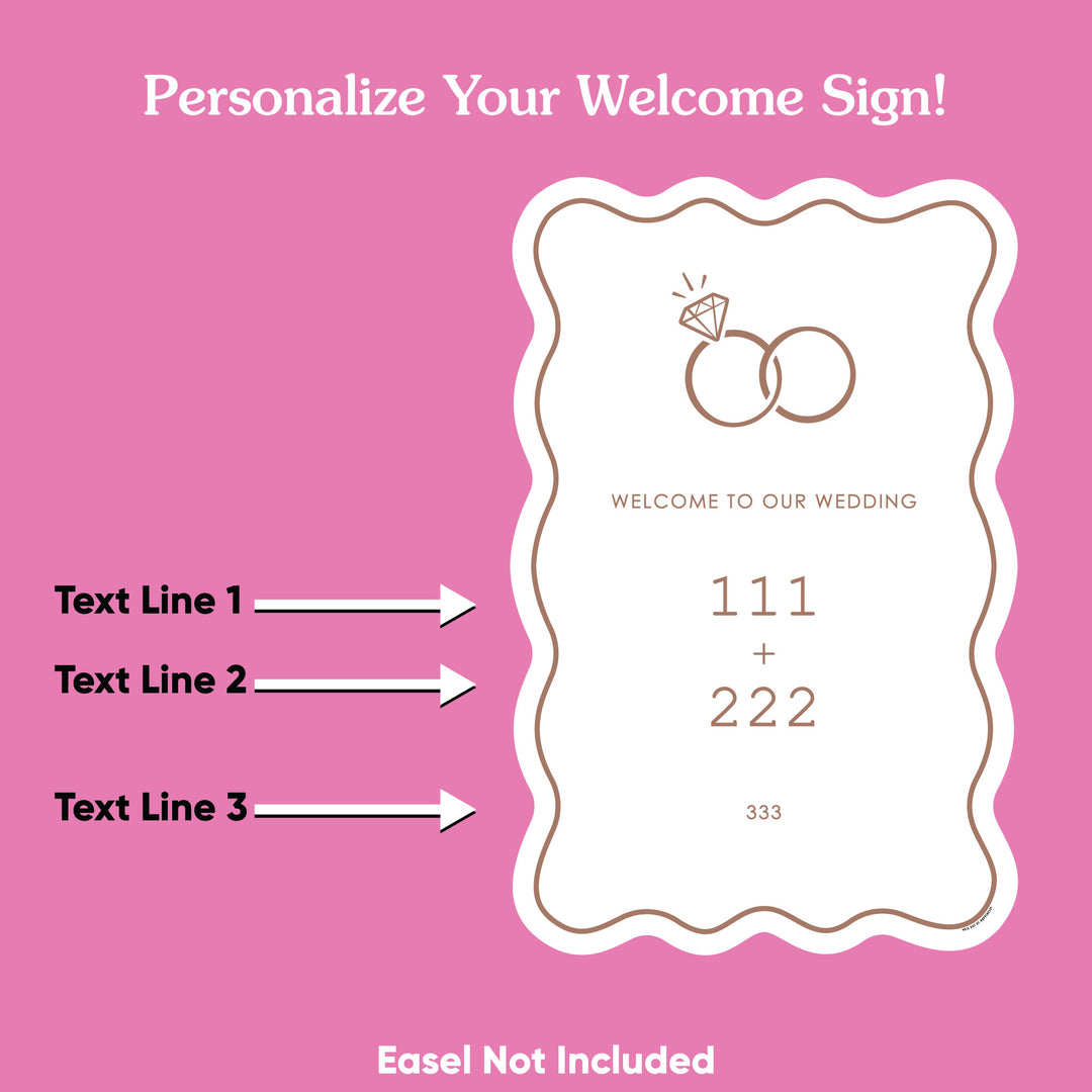 Personalized Text Mocha Brown Wedding Rings Welcome Sign (Select Your Size)