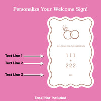 Personalized Text Mocha Brown Wedding Rings Welcome Sign (Select Your Size)