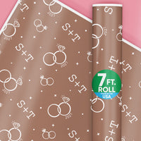 Custom Text Wrapping Paper - Mocha Brown Wedding Rings