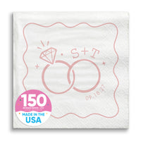 Custom Text - Pink Wedding Rings Napkins