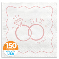 Custom Text - Pink Wedding Rings Napkins