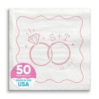 Custom Text - Pink Wedding Rings Napkins
