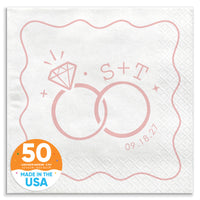 Custom Text - Pink Wedding Rings Napkins