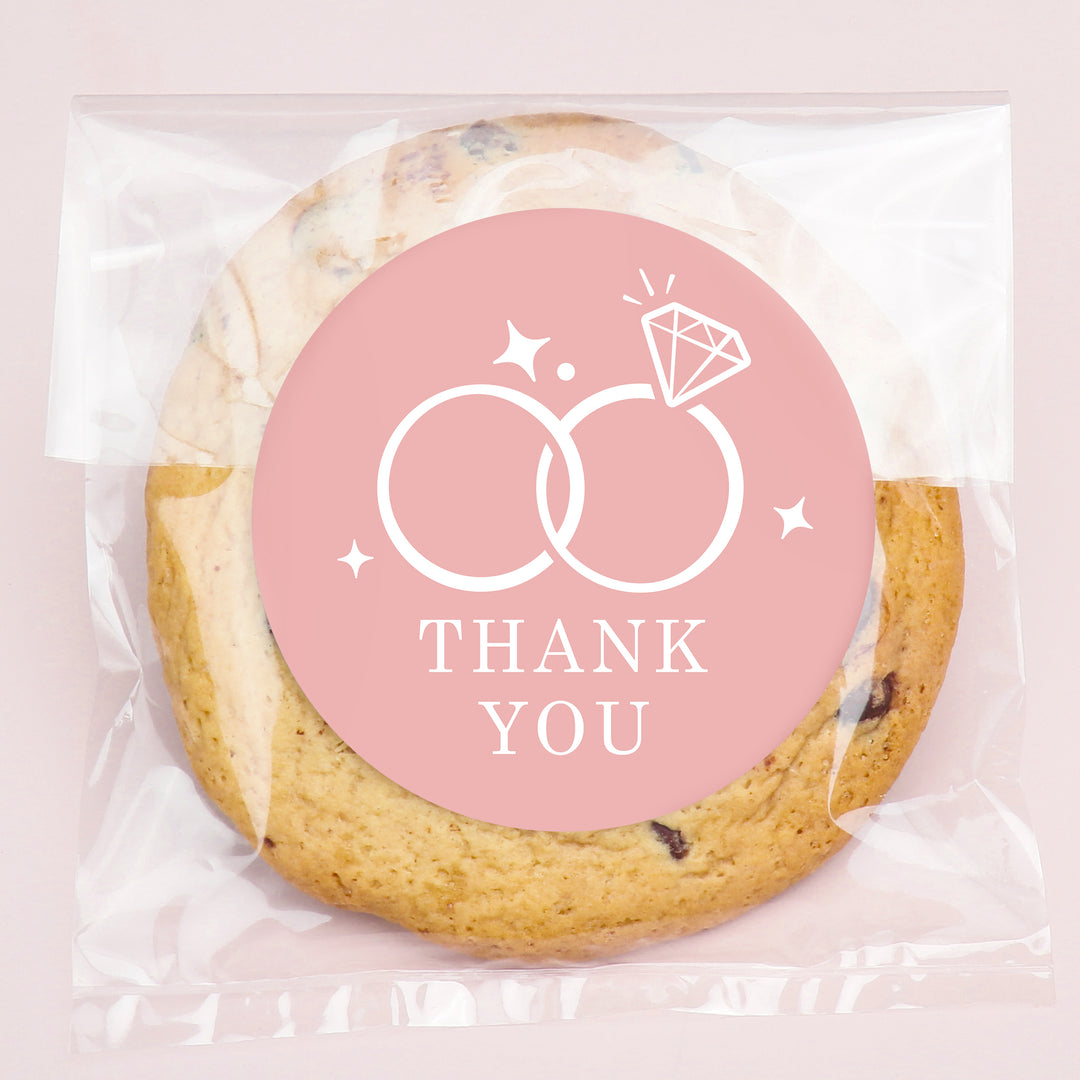 Wedding Thank You Stickers & Clear Cookie Bags - 25 Ct