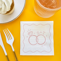 Custom Text - Pink Wedding Rings Napkins