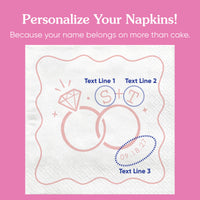 Custom Text - Pink Wedding Rings Napkins