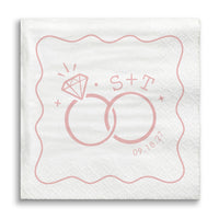 Custom Text - Pink Wedding Rings Napkins