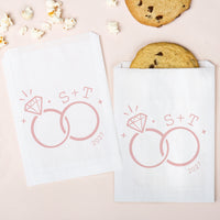 Custom Text Paper Treat Bags - Wedding Rings