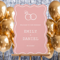 Personalized Text Pink Wedding Rings Welcome Sign (Select Your Size) (Copy)