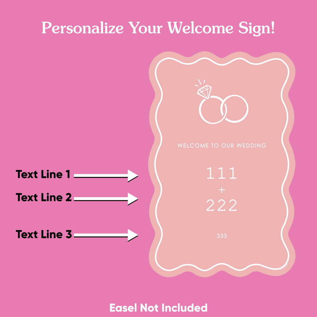 Personalized Text Pink Wedding Rings Welcome Sign (Select Your Size) (Copy)