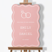 Personalized Text Pink Wedding Rings Welcome Sign (Select Your Size) (Copy)