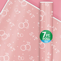 Custom Text Wrapping Paper - Pink Wedding Rings