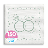 Custom Text - Sage Green Wedding Rings Napkins
