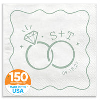 Custom Text - Sage Green Wedding Rings Napkins