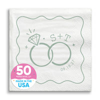 Custom Text - Sage Green Wedding Rings Napkins